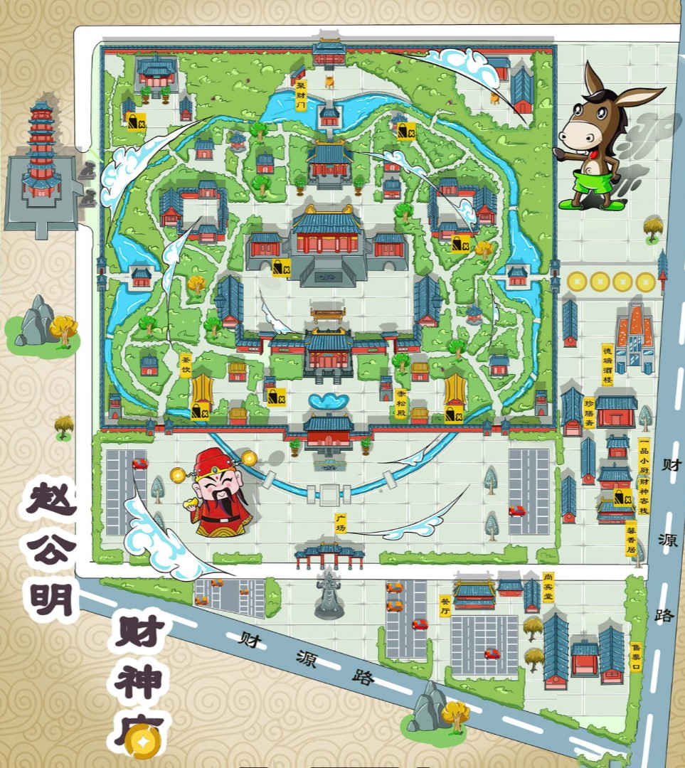 青松乡寺庙类手绘地图